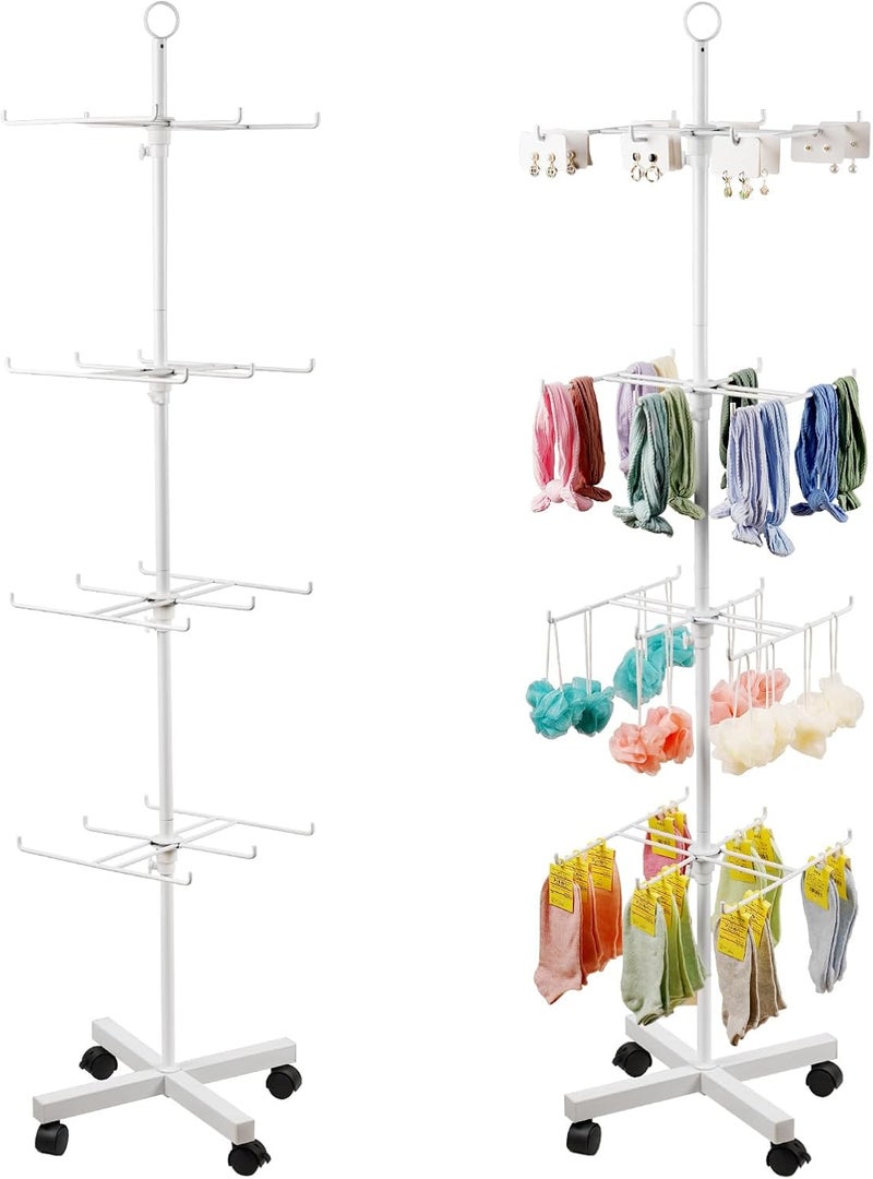 Flenpptly Retail Display Stand Rotating Display Stand 4 Tier Spinning Display Stand for Craft Shows, Jewelry, Keychain, Earring Adjustable Height Retail Display Racks (White) - Image 1